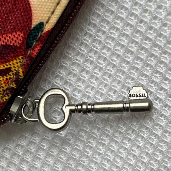 FOSSIL Key-Per Cosmetic Case Clutch Bag Coated Canvas Multicolor Zip Pouch - Picture 6 of 6